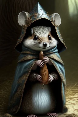 squirrel hedgehog mix being a cleric of death hood on