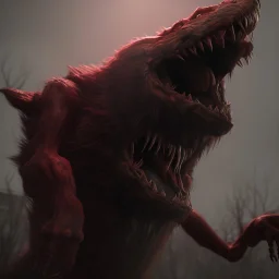 horror werewolf red background
