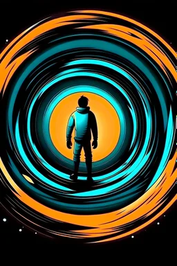 человек выныривает из космической дыры в новую жизнь мультяшный стиль