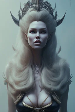 Brigitte Bardot as evil queen in black leather, leather, busty, cleavage, angry, stern look. character design by cory loftis, fenghua zhong, ryohei hase, ismail inceoglu and ruan jia. unreal engine 5, artistic lighting, highly detailed, photorealistic, fantasy.