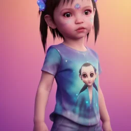 Wearing make up avatar in pandora toddler, full body, Pandora background