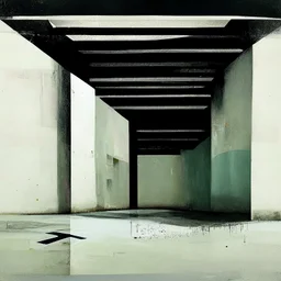 Minimal contemporary oil paintings of concrete1960s carpark covered in typography . In the style of Justin Mortimer and Phil Hale