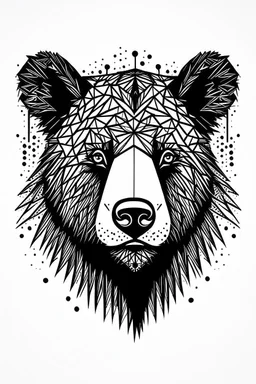 Black and white abstract bear head