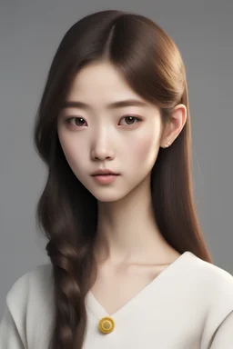 Buatlah karakter remaja perempuan berambut panjang berwarna coklat , dia memiliki warna mata hitam pekat ,berhidung mancung , berkulit kuning langsat berketurunan korea dan jawa