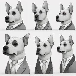 make one realistic business dog that is made of shapes and has a suit on looks a little like crystals with arms lowest 2048 x 1152 pixels og højst 6 MB
