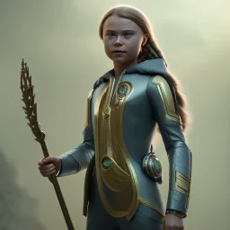  Greta Thunberg octane render, 8k, high detail, elvish, metallic fit full frame