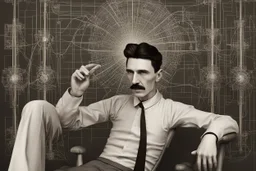 Nikola Tesla lifelike in the style of 3-d