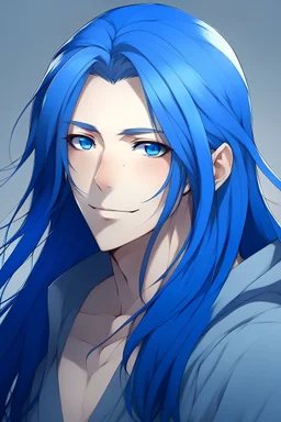 guy anime character with long darkblue hair