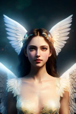 Angelic character, angelic wings on back, halo, luminous, facepaint, waist up portrait, intricate, oil on canvas, masterpiece, expert, insanely detailed, 4k resolution, retroanime style, cute big circular reflective eyes, cinematic smooth, intricate detail , soft smooth lighting, soft pastel colors, painted Renaissance style