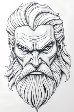Zeus face drawing very tough looking