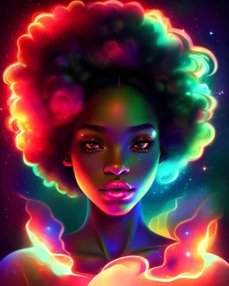 extremely beautiful art, cosmic, highly creative, rich colors, cinematic light, amazing details black woman