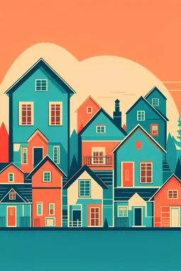 Graphic design of a group of houses