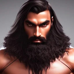 a Portrait of a dude, handsome, dark long hair, masculine, handsome, upper body, muscular, hairy torso, fantasy, intricate, muscular, elegant, highly detailed, digital painting, artstation, concept art, smooth, sharp focus, illustration,