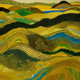 Dunes made out of Navajo yarn painted by Gustav Klimt