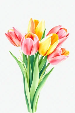 watercolour painting of bunch of tulips, no background