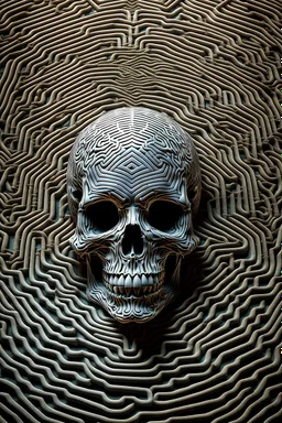 A labyrinth shaping the lines of a skull