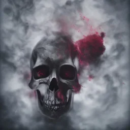 abstract photographic camera mixed with skull in dirty style. fog and smoke in atmosphere. bokeh, lens flare. Dark mood. Dripping paint. oil on canvas, mixed media, high detailed.