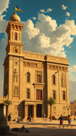 Bosch painting style building the Egyption paramount ,
