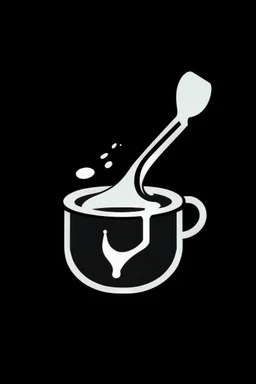 black and white coffee grinds spoon logo minimalist