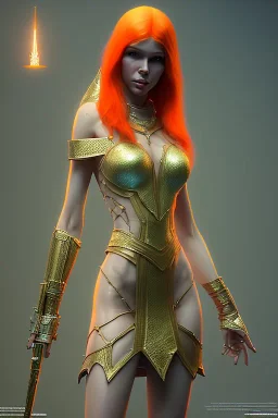 painting of a tall elven young woman with short light orange hair and freckles on the cheak bones and tall body of a topmodel light clothes, full body shot, ultra realistic, concept art, intricate details, eerie, highly detailed, photorealistic, octane render, 8 k, unreal engine. art by artgerm and greg rutkowski and charlie bowater and magali villeneuve and alphonse mucha