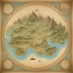 a parchment map of a huge fantasy world. continents, forrests, hills, mountains, lakes, oceans, island, rivers. No text, no ornaments