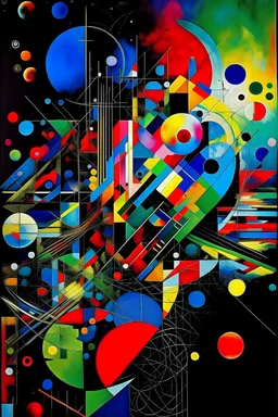 crea una imagen futuristica del año 3000 con colores brillantes segun kandinsky