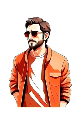 an animated style realistic stylish modern italian man on white background