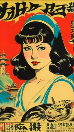 Betty page art from japanese style 1900 movie poster