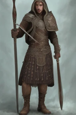 celtic spear warrior with cloak