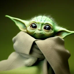 super photorealistic studio photo of a sweet female baby yoda in star wars by Annie Leibovitz, intricate, highly detailed, sharp focus, cinematic lighting,