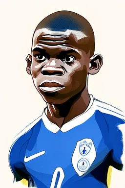 Ngolo Kante French soccer player cartoon 2d