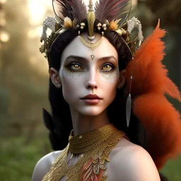 woolitize, nefertiti, rusty metal, feathers, Dryad, fae, sidhe, ominous, nature, plants, wildflower, facepaint, dnd character portrait, intricate, oil on canvas, masterpiece, expert, insanely detailed, 4k resolution, retroanime style, cute big circular reflective eyes, Pixar render, unreal engine cinematic smooth, intricate detail , soft smooth lighting, soft pastel colors