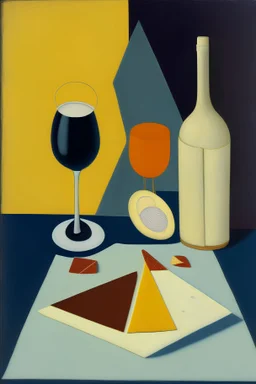 Stillleben mit Käse und Wein im Stile von Hilma af Klint