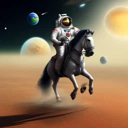 Riding horse astronaut mars