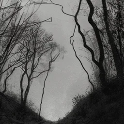 ilustración de un hombre en mitad de un bosque