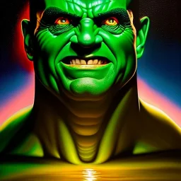 Ultra detailed fullbody Portrait in oil on canvas of Piccolo merges HULK,extremely detailed digital painting, extremely detailed face,crystal clear Big glowing eyes, mystical colors ,perfectly centered image, perfect composition, rim light, beautiful lighting,masterpiece,8k, stunning scene, raytracing, anatomically correct, in the style of robert e howard and Wizyakuza and Ohrai Noriyoshi and Simon Bisley and uncannyknack