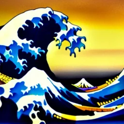 The Great Wave off Kangawa,beach, lighthouse,rocks,mount fuji, by Van Gogh 8k