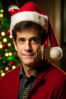 Dean Kamen wearing a Santa Hat old fashioned Christmas advertisement