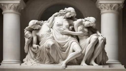 Canova's reimagined Michelangelo's Pietà with two women is a vision that stirs my soul, The Mount of Olives, with its ancient olive trees whispering tales of centuries past: In front of the hallowed sepulchre, two women standing in silent vigil. Their faces, etched with sorrow and resilience, mirror the timeless grief of the original Pietà, yet their presence speaks to a different narrative, a story of sisterhood and solidarity in the face of adversity.