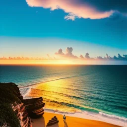 fullbody Drawing of 'beutiful beach, clouds, lighthouse,rocks,beautiful sunset',intricate detail,andrea bonelli,Kilian Eng,Ohrai,evan lee,Aleksandr Sidelnikov,KyuYong Eom,three quarters frontal aerial view,toned colors,16k