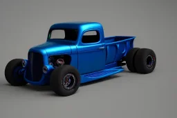 radical themed blue 4 door hot rod truck