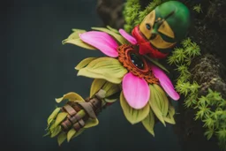 Link in majoras mask as shrub, cinematic, Fuji Film, Anamorphic lens, deep depth of field,