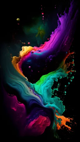 picture of a liquid galaxy with Green , blue, magenta, orange , red and black intermixed