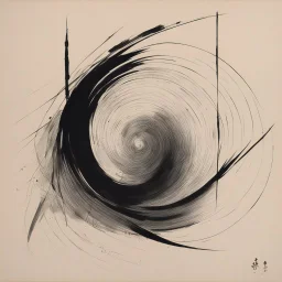 [An ink drawing by Musashi] the material form is no different from the void of shapeless emptiness; the material form is the same as emptiness, and emptiness the same as the material form.