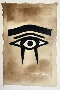 eye of horus; lowbrow earth toned egyptian papyrus ink wash