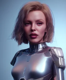 Artist, young Kylie Minogue, android woman, clean skin, short hair, circuits, ghost in the shell, latex coat, feather, cyber punk, neon, bamboo, blood, portrait, studio photo, unreal engine 5, soft color, 16 bit, god lights, ray tracing, RTX, lumen lighting, ultra deatail, volumetric lighting, 3d, finely drawn, hd.