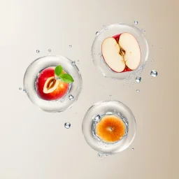 apple slice in water drops, transparent background