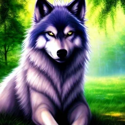 cool wolf with human hair, friendly, emo, deviantart, sparkledog, anime