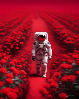 An astronaut walking in a planet made of black rose, 4k