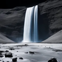 inverted waterfall on the surface of the moon
